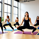 **

A diverse group of employees participating in a workplace wellness activity, such as a yoga class or a healthy cooking demonstration, led by an enthusiastic Wellness Coordinator. The setting is a bright, modern office space with elements promoting well-being (e.g., plants, natural light). Focus on the positive interaction and sense of community.

**