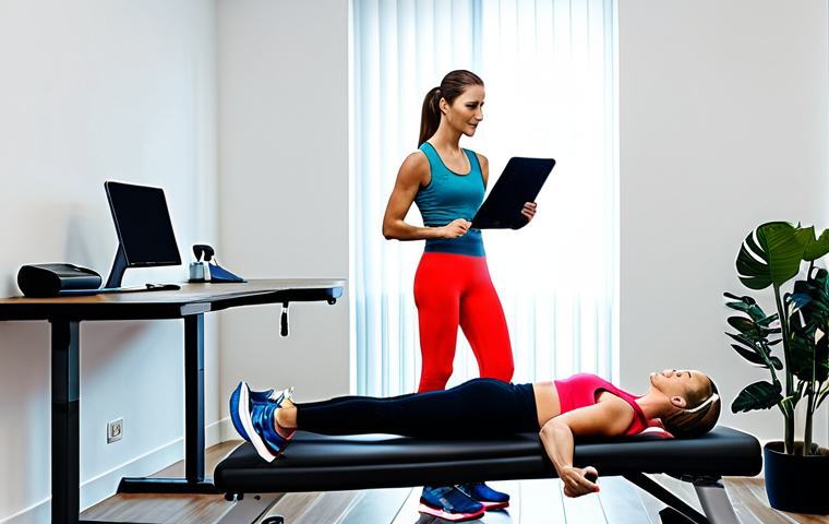 웰빙코디네이터와 신체 건강 진단 - Personalized Fitness Assessment**
"A fully clothed, professional wellness coordinator, in a bright,...