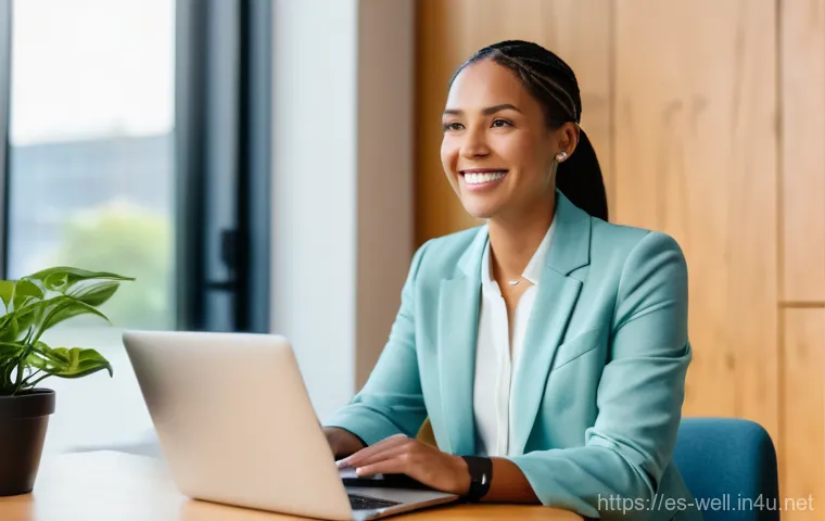 웰빙코디네이터와 건강 목표 달성 기술 - **Prompt 1: The Personalized Wellness Journey**
A bright, clean, and modern office space with la...