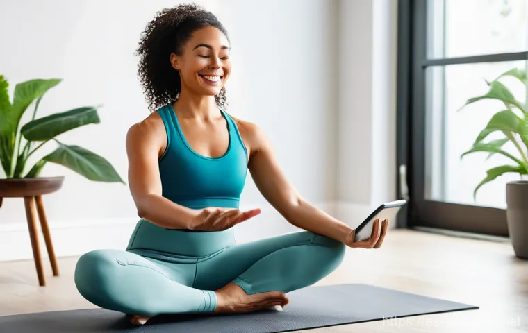 웰빙코디네이터와 건강 코칭 기술 - **Prompt 1: The Guided Digital Wellness Journey**
"A diverse woman in her late 30s, with a warm ...