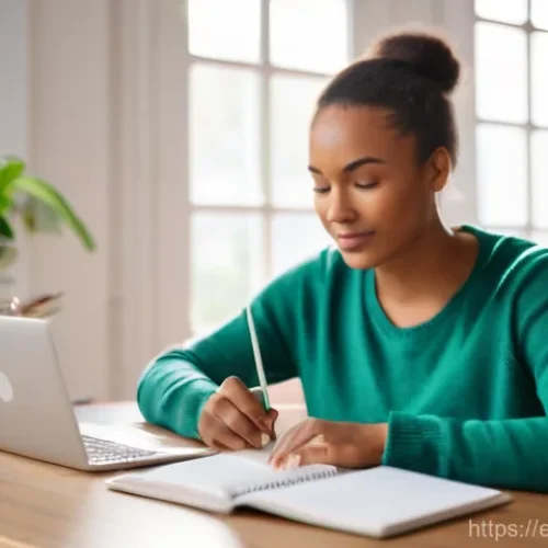 Home 22 웰빙코디네이터 자격증 단기 합격법 - A young, diverse professional person, perhaps in their late 20s or early 30s, is intensely focused o...